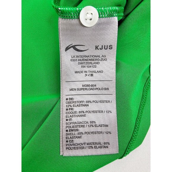 Kjus UPF 50+ Mens Size 2XL (56) Green Short Sleeve Neck Logo Superload Polo NWT - Picture 9 of 13